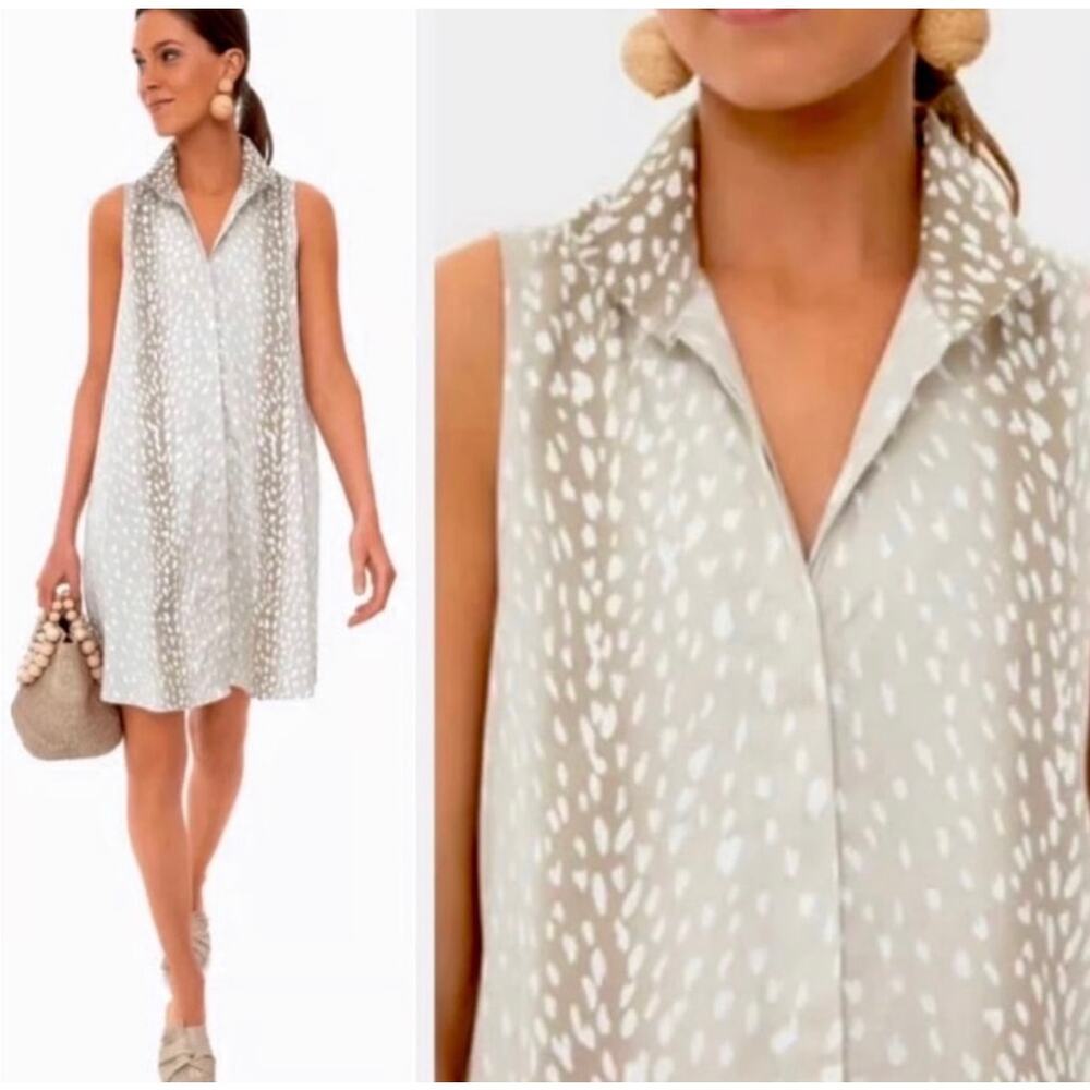 Tuckernuck Sleeveless Collared Shift Dress with White Spot Print